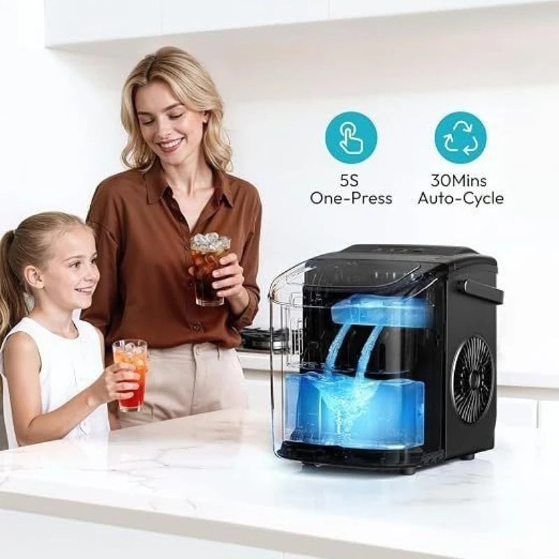 Countertop Portable Ice Maker Quick Production Bullet‑Style Hollow Ice Cubes Compact Ice Making Machine for Home & Outdoor