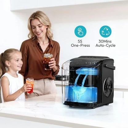 Countertop Portable Ice Maker Quick Production Bullet‑Style Hollow Ice Cubes Compact Ice Making Machine for Home & Outdoor