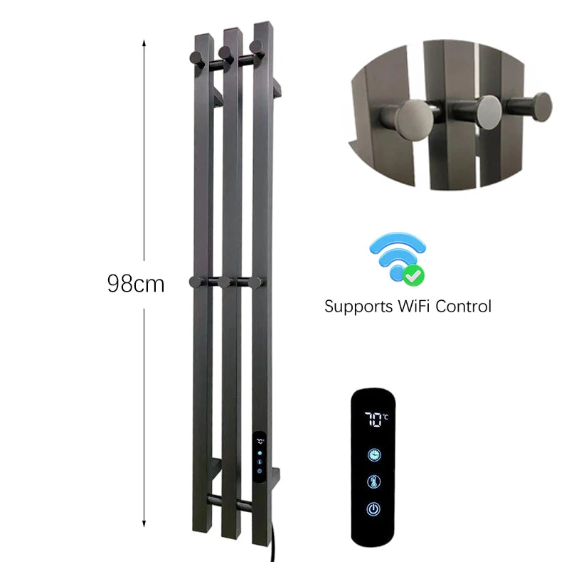 OXG Electric Heated Towel Rack Wall Mounted Bathroom Towel Warmer Dryer Heater 3 Bars Timer Touch Control WiFi Energy Saving