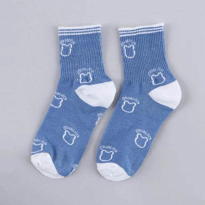 Comfortable Casual Fashion Autumn Cartoon Winter Cotton Sport Women Hosiery Middle Tube Socks Bear Socks Couple Socks