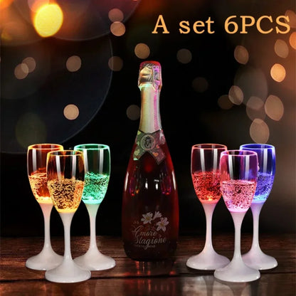 Colorful Flash Plastic Wine Cup 120ml LED Glowing Champagne Liquid Goblet, Wedding Banquet Bar Nightclub Party Supplies