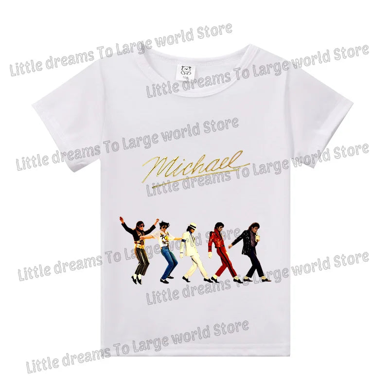 Michael Jackson T-shirt Children Clothing Singer Printed Cotton Tops Boy Girl MJ Summer Tee Shirts Casual Clothes Birthday Gift