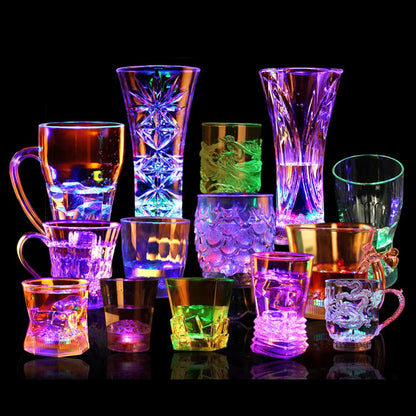 New LED Automatic Glowing Cup Flashing Cup Wine Beer Whisky Mug Water Beverage Drinking Glass Party Decorative Supplies