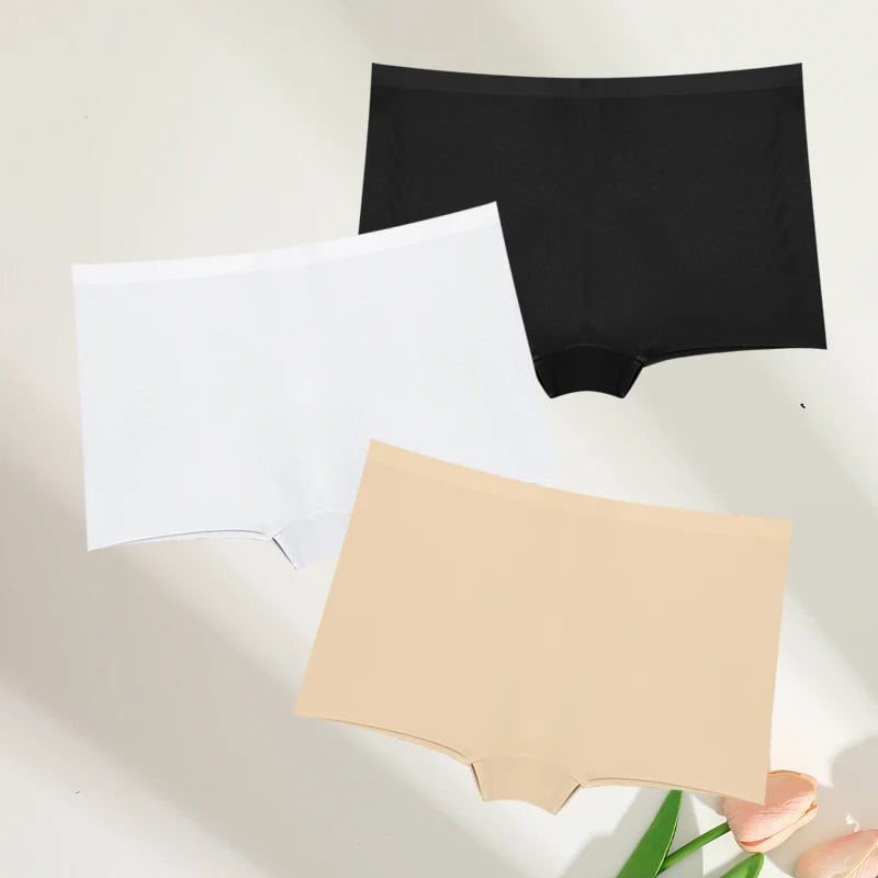 FINETOO 3pc Seamless Soft Boyshort Women's Panties Sexy Breathable Invisible Underwear Female Soild Comfortable Stretch Lingerie