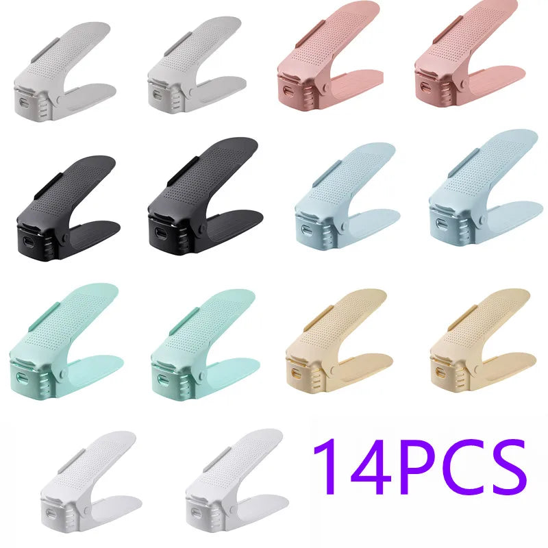 Durable Adjustable Shoe Organizer Footwear Support Slot Space Saving Cabinet Closet Stand Shoes Storage Rack Shoebox