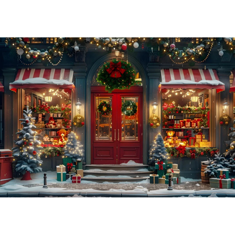 Christmas Candy Toy Store Christmas Tree Gift Theme Banner Background, Birthday Party Decoration Photography Background Cloth