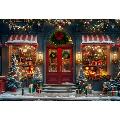 Christmas Candy Toy Store Christmas Tree Gift Theme Banner Background, Birthday Party Decoration Photography Background Cloth
