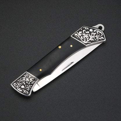 Exquisite wooden handle folding knife, high hardness household peeling knife, folding knife, outdoor portable steel knife