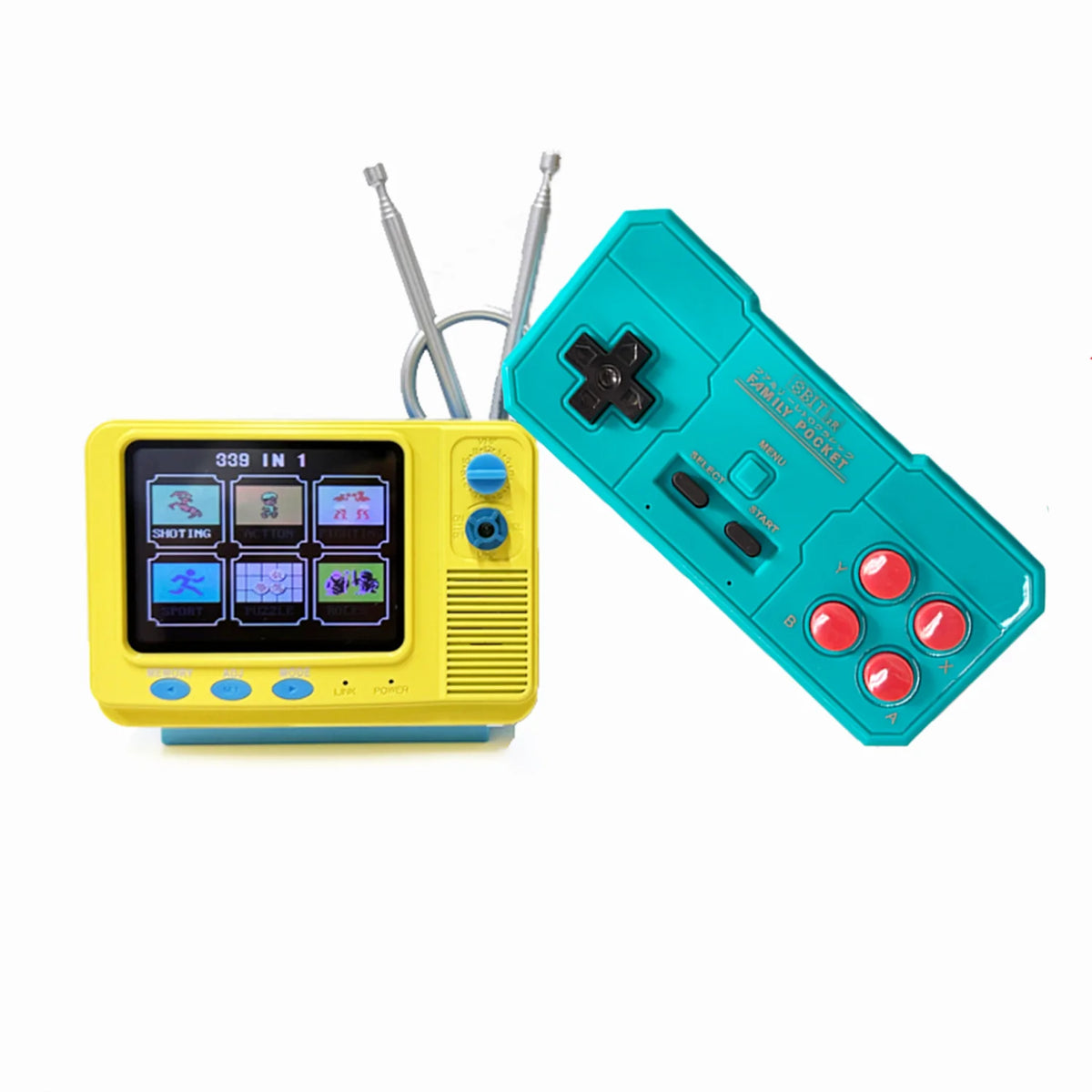 Retro Mini TV Game Console with Wireless Controller Built-in 168 Classic Games Handheld Game Player Support AV Output for Kids