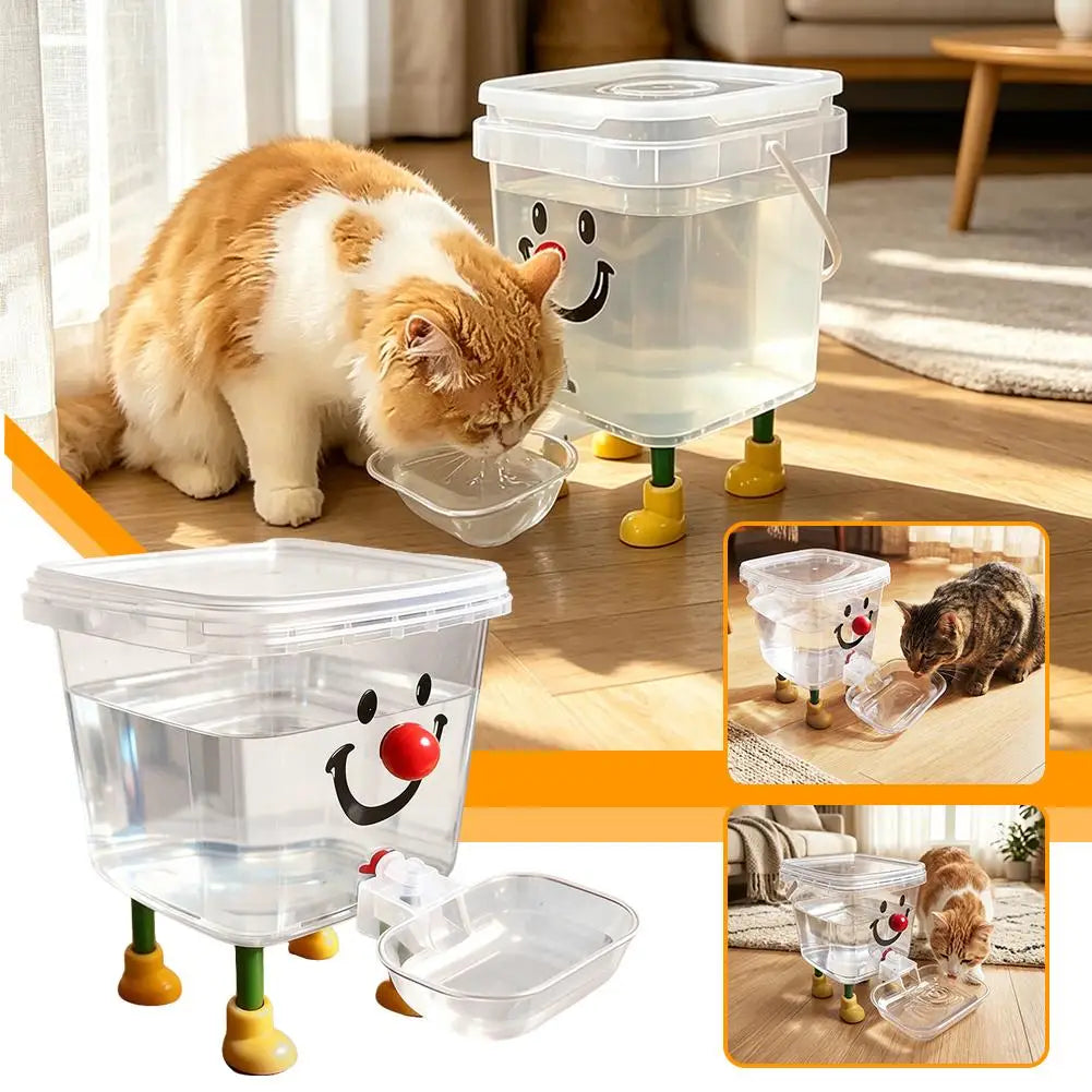 3L Cute Clown Gravity Automatic Pet Water Dispenser, Thickened Dog Cat Auto Water Feeder with Detachable Clear Drinking Bowl