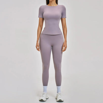 Gym Set 2PCS Yoga Suit Sports Outfit Women Tracksuit Running Workout Clothes Short Sleeves Sport Bra Athletic Wear Yoga Clothing