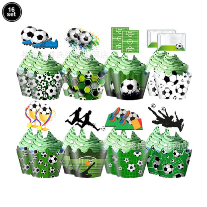 Soccer Ball Cake Topper Decorations Cupcakes Toppers Happy Birthday Sign Decor Football Theme Boy Girl Birthday Party Supplies