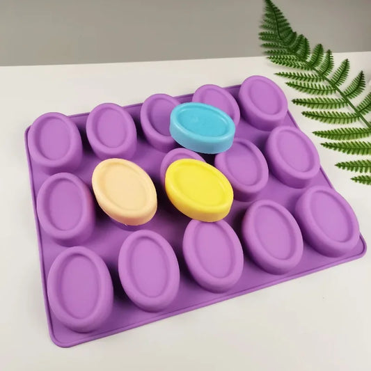 1pc Silicone Oval Soap Molds 15cups Handmade Candle Moulds Candy Pudding Baking Mold