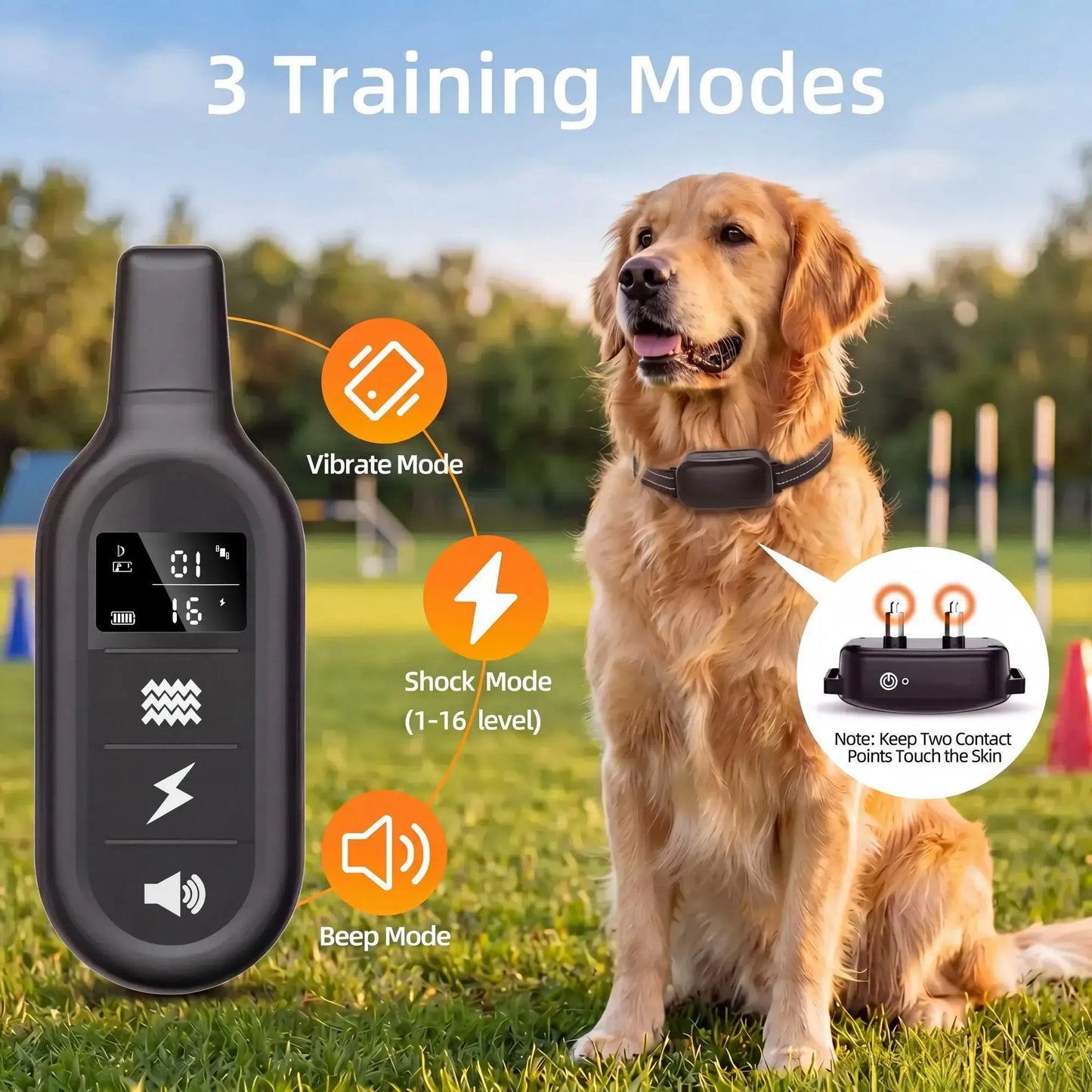1000M Dog Training Collar Remote Control, Waterproof Rechargeable Dog Bark Collar with Shock Vibration Modes for All Dogs