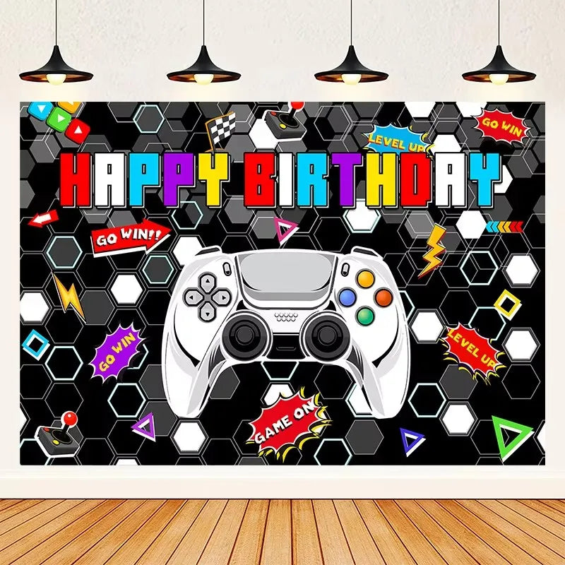 Gamepad Boy Birthday Party Decorations Paper Cup Plate Napkin Tablecloth Banner Caketopper Balloons For Baby Shower Supplies