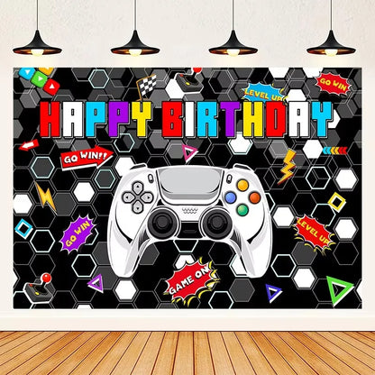 Gamepad Boy Birthday Party Decorations Paper Cup Plate Napkin Tablecloth Banner Caketopper Balloons For Baby Shower Supplies