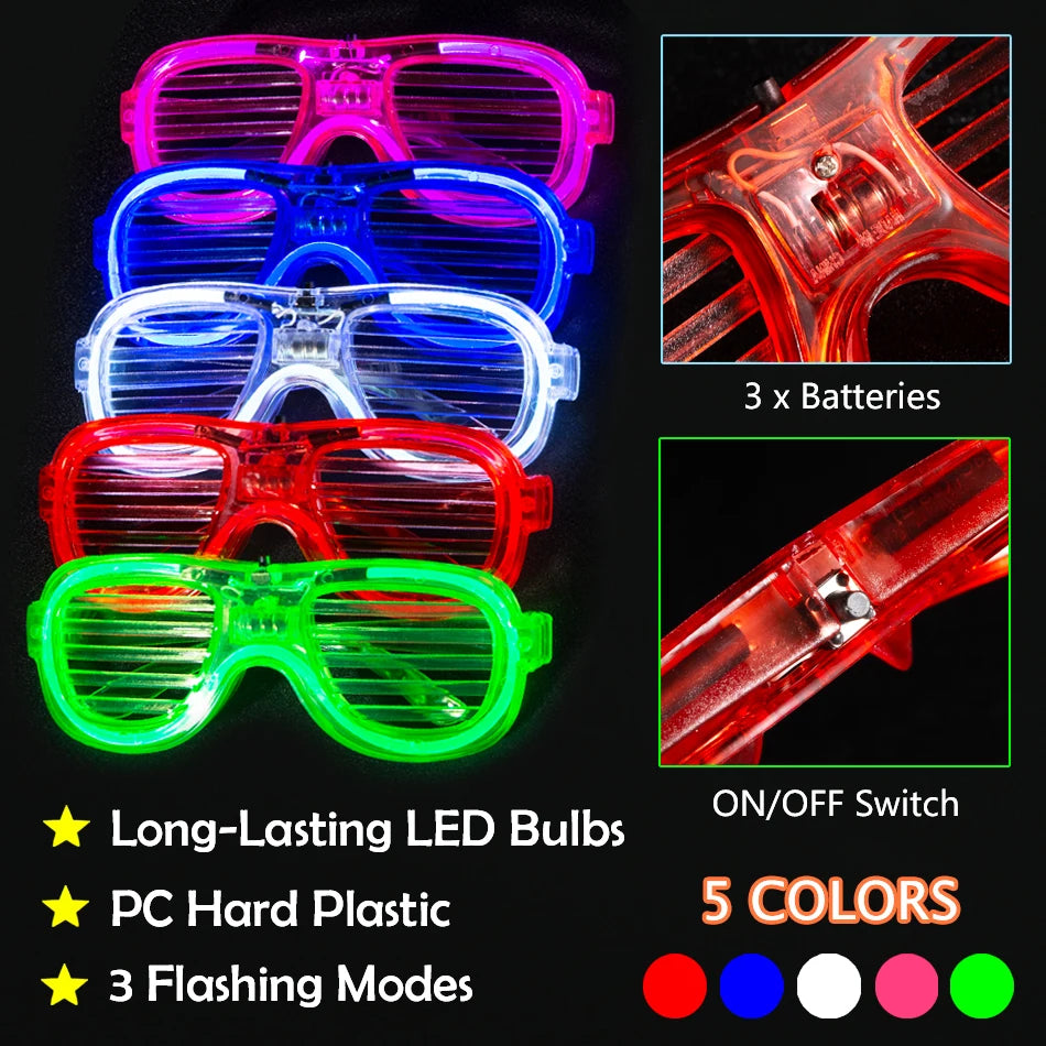 250 PCS Glow In The Dark Party Supplies Foam Glow Sticks LED Glasses Neon Party Favors For Birthday Wedding Christmas