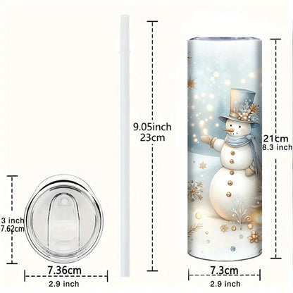 1pc 20oz Straight Cup, 3D Printed Snowman/luminous Christmas Tree Pattern,  Insulated Christmas Water Bottle, Suitable for Christmas Party Decoration, Stocking Stuffer, Family Travel Cup, Christmas Tree Pattern, Best for Chri