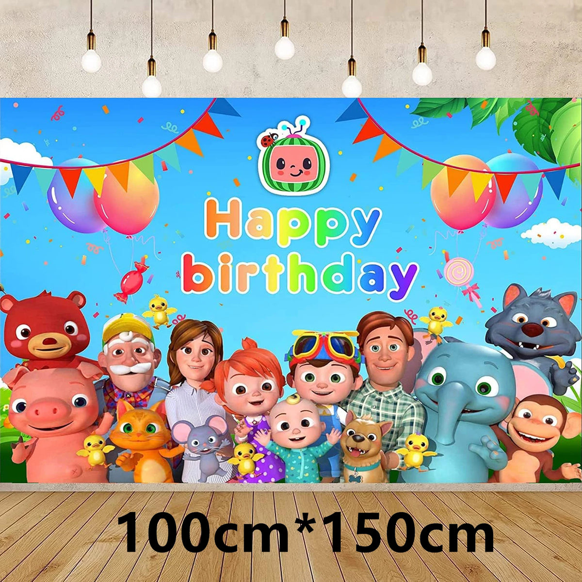 Cocomelon Balloon JJ Melon Watermelon Toy Happy Birthday Banner Party Decoration Backdrop Cake Topper JOJO Disposable Tableware