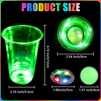 Glowing Party Beer Pong Game LED Beer Pong Cups and Glow-in-The-Dark Balls for Indoor Outdoor Nighttime Competitive Fun Birthday