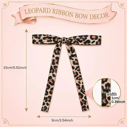 10PCS Leopard Print Cake Topper Bows Ribbon Cheetah Bowknot Toppers for Bachelorette Bridal Shower Jungle Theme Decoration