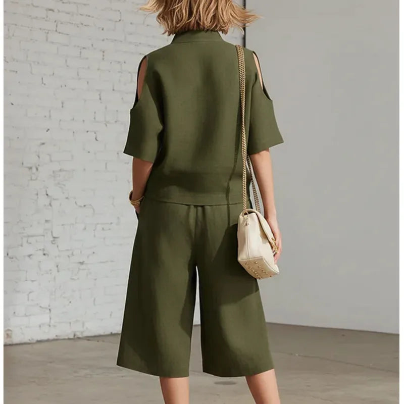 2026 Summer Cross Border New Foreign Trade Women's Clothing Short Sleeve Shorts Shirt Loose Pants Two Piece Sets Casual Clothes
