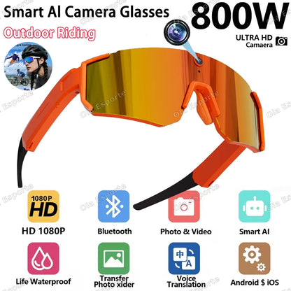 AI Voice Translate Smart Glasses 1200P Video Recording Camera Bluetooth WiFi Anti-Shake Polarized Lens Driving Sports Sunglasses