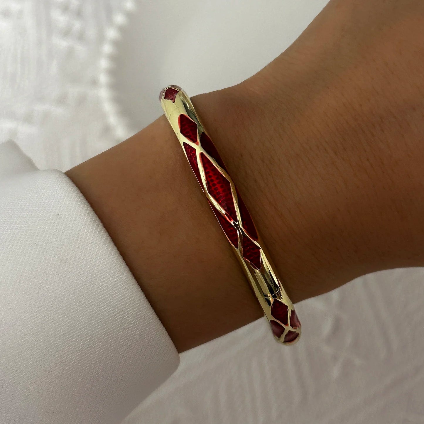 Elegant Enamel Dropped Glaze Flower Texture Bracelet For Women Retro Gold Plated Evil Eye Floral Zircon Bangle Party Jewelry