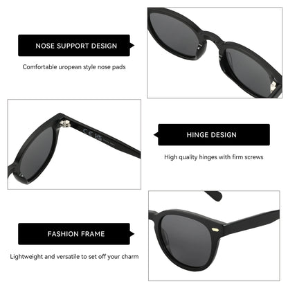 ZENOTTIC Classical High-quality Acetate Polarized Sunglasses Unisex UV400 Protection Shade Retro Round Sun Glasses ZS6211