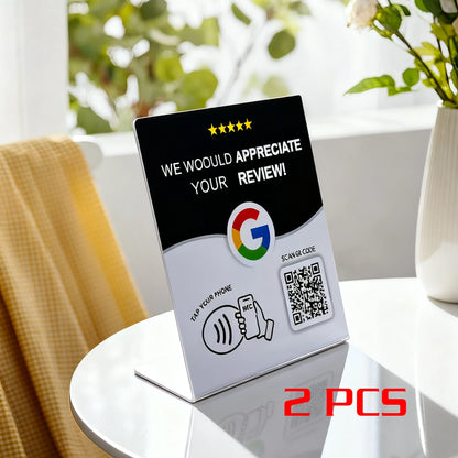 HACHANLUN Programmable NFC 215 QR code Google Review NFC Display rack 13.56Mhz Five Star Rating System Customer Feedback Tool