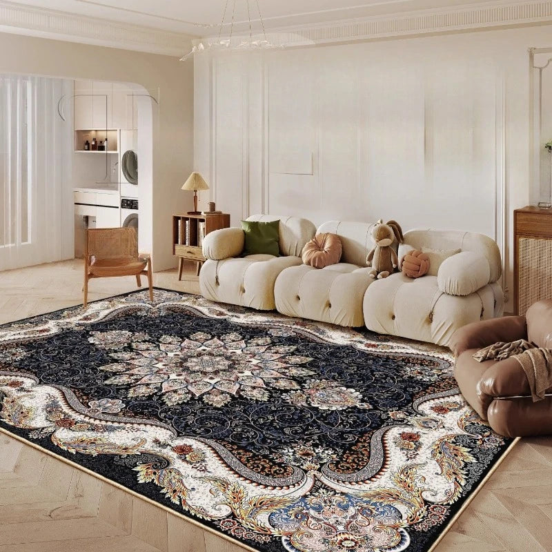 Ethnic Style Bedroom Decor Retro Carpet Light Luxury Carpets for Living Room Washable Lounge Soft Floor Mat Anti-slip Study Rug