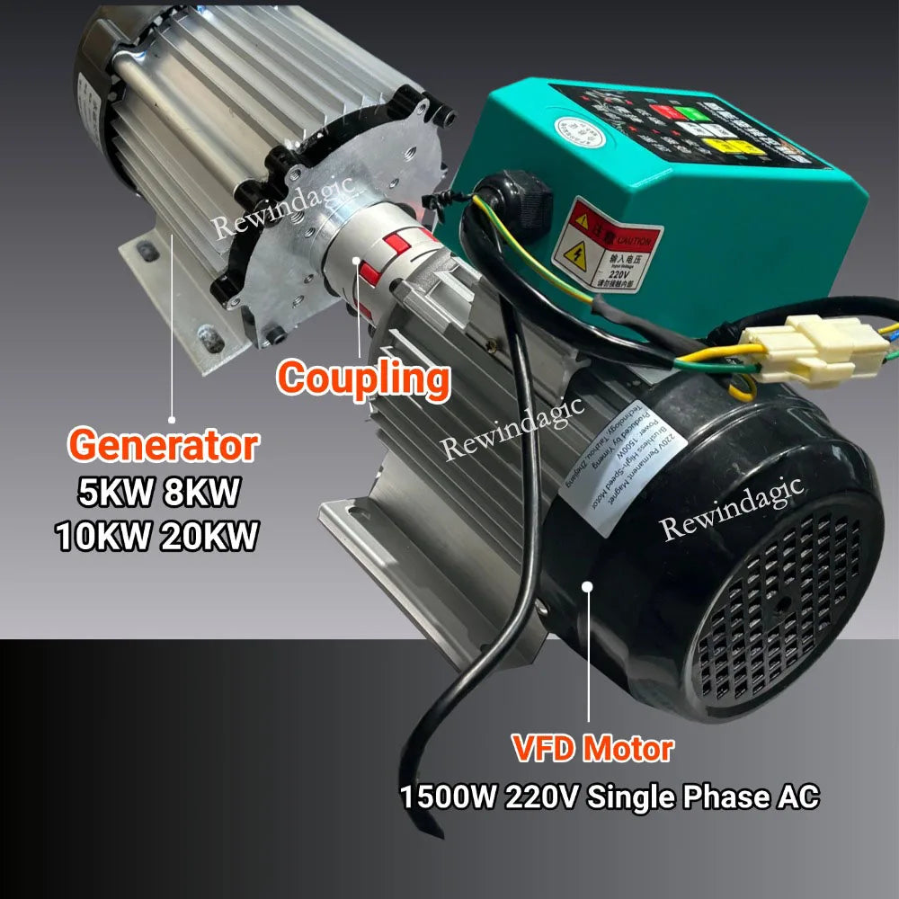 Generator 5KW 10KW 20KW 220V Single Phase Alternator High RPM Permanent Magnet Generator With VFD Electric Motor Household Load