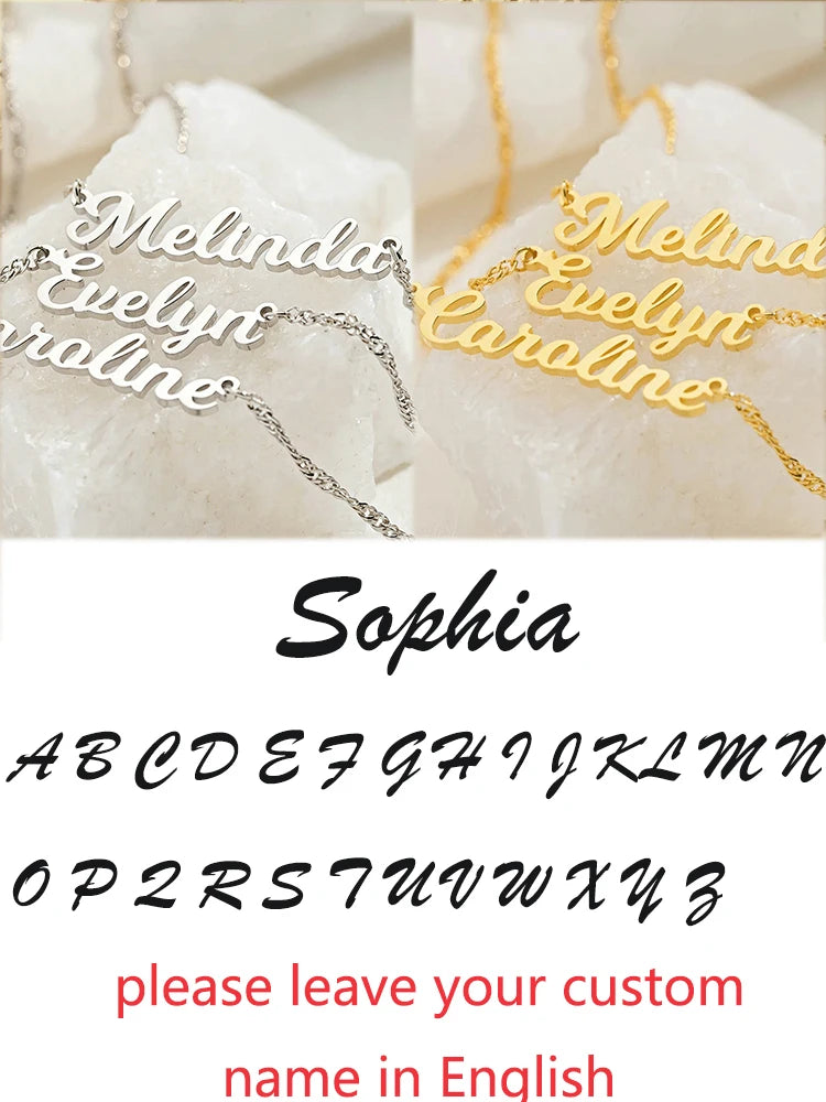 Custom Different Font Name Pendant Necklace for Woman Girls Stainless Steel Nameplate Personalized Choker Necklaces Jewelry Gift
