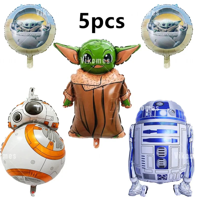 Green Yodaed Latex Balloons Hero Master Robot Foil Ballons Happy Birthday Party Banner Tableware Cake Topper Decoration Kid Toy