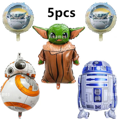 Green Yodaed Latex Balloons Hero Master Robot Foil Ballons Happy Birthday Party Banner Tableware Cake Topper Decoration Kid Toy