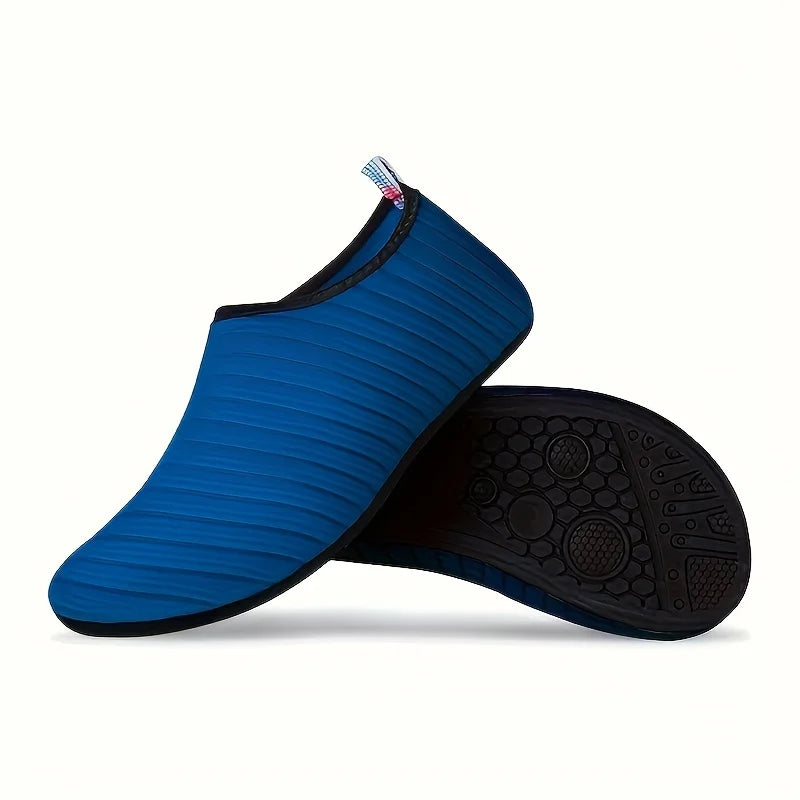 Unisex Hard Sole Striped Water Shoes | Quick-Dry Barefoot Beach & Swim Shoes for Hiking, Wading, Yoga, Fitness, Surfing, Diving