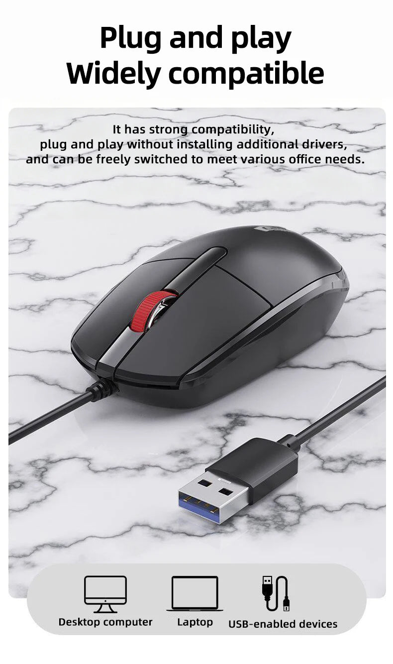 Lenovo Wired Keyboard And Mouse Set Splash-Proof for Home And Business Office Use Compatible with Desktops And Laptops 104 Keys