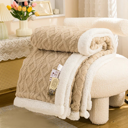 Warm Wool Sherpa Thick Blankets Fluffy Soft Coral Fleece Bedspread on The Bed Single Double Winter Plush Coraline Furry Throw