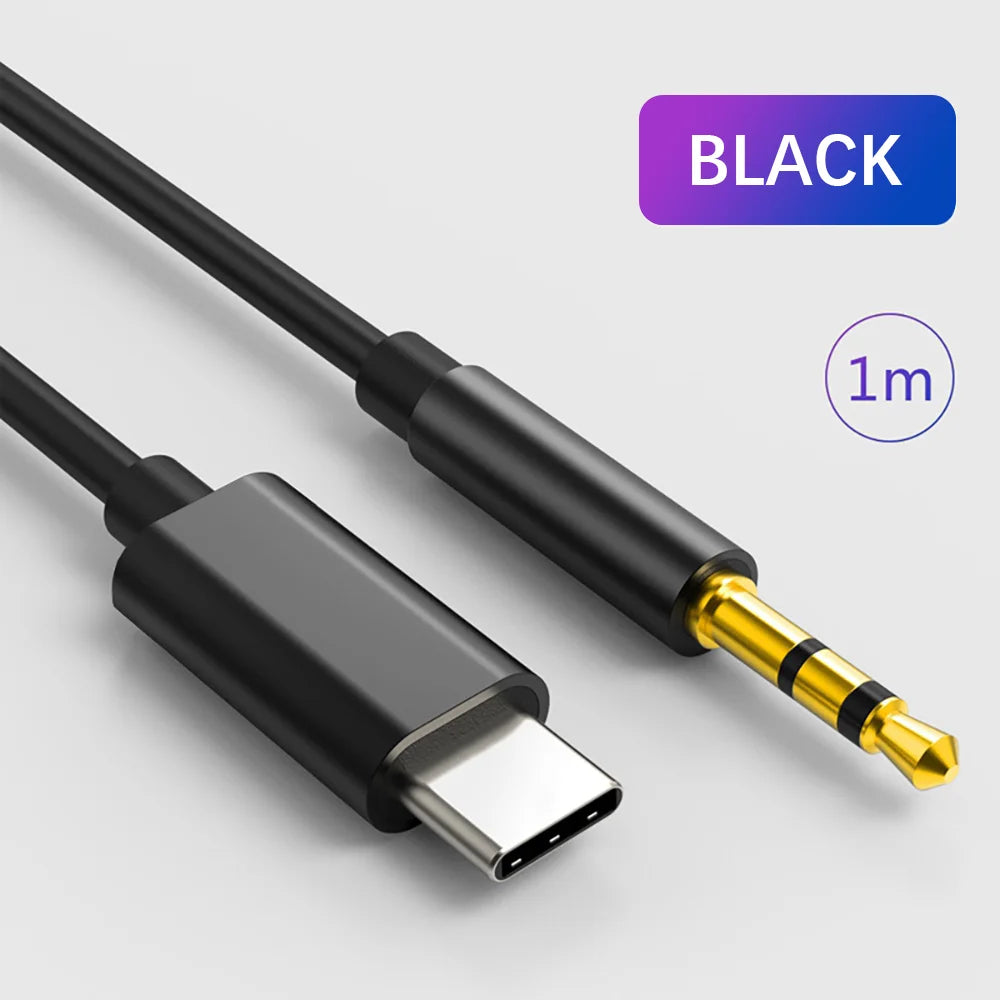 USB Type C To 3.5mm Car Aux Audio Cable Headphone Jack Adapter For iPhone 17 Xiaomi Huawei Samsung S25 Headset Speaker Connector