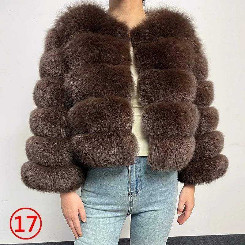 2023 Natural Real Fox Fur Coat Women Winter Warm Luxury Fur Jacket Detachable Long Sleeves Female Vest Furry Coats Outerwear