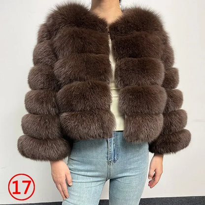 2023 Natural Real Fox Fur Coat Women Winter Warm Luxury Fur Jacket Detachable Long Sleeves Female Vest Furry Coats Outerwear