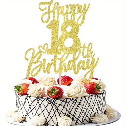 1 PCS Happy 18th Birthday Cake Topper Glitter Cheers to 18 Years Birthday Cake Pick Eighteen Hello 18 Fabulous Cake Decorations