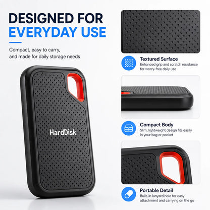 Original Hard Drive External Hard Disk 2TB Portable SSD USB-C Fast Storage Disk for Laptop Mac PC Phone Photo File Backup
