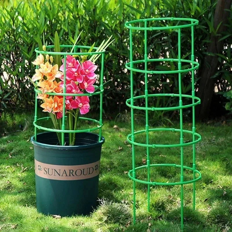Tomato Cages Trellis Plastic Column Vine Plant Bracket Potted Flower Plant Support Pile Stackable Tomato Tower Plant Cage
