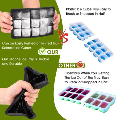 New 15 Grid Silicone Ice Cube Molds Big Tray Mold Ice Cube Maker Reusable Durable Bar Pub Whiskey Cocktail Ice Block Maker Model