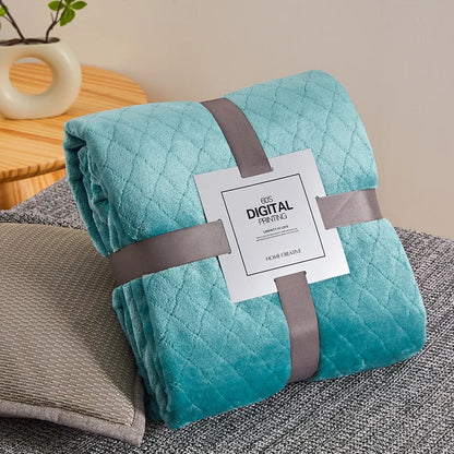 Fluffy Coral Velvet Blanket Flannel Plush Comfortable Thickened and Warm Soft Sofa Throw Blanket for Air-Conditioned Room Luxury