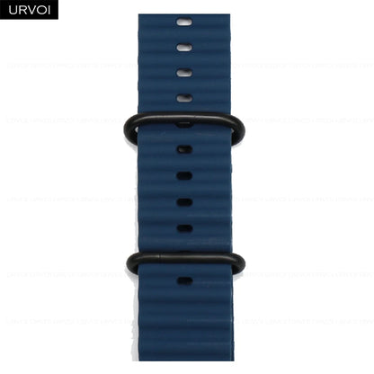 URVOI Ocean Band for Apple Watch Ultra 4 3 2 Strap Series 12 11 10 SE Sport Band for iWatch Silicone Wristband Black Buckle 49mm