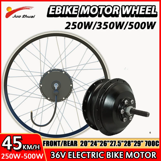 Electric Bike Motor Wheel 36V 250W 350W 500W Brushless Gear Hub Motor Front Rear 20"24"26"27.5"28"29"700C E Bike Motor Wheel