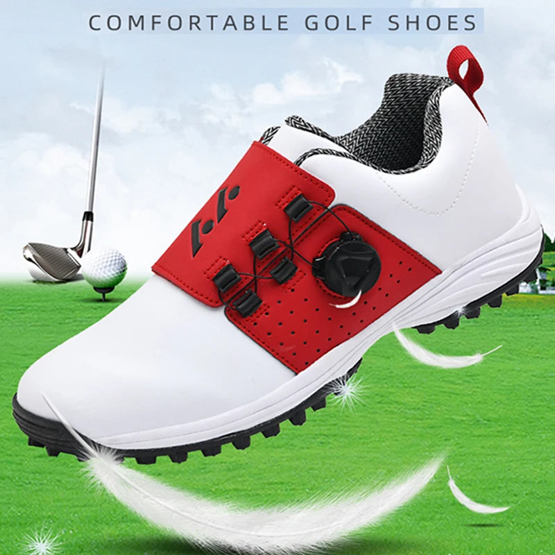 New men's golf shoes, Spinning buckle lightweight golf training shoes, Outdoor sports and leisure shoes, Breathable and non slip