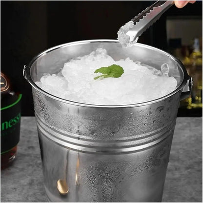 Thickened Double Wall Stainless Steel Ice Bucket Insulated Wine Champagne Chiller Cooler Bucket For Beer Bar Ice Storage Tool
